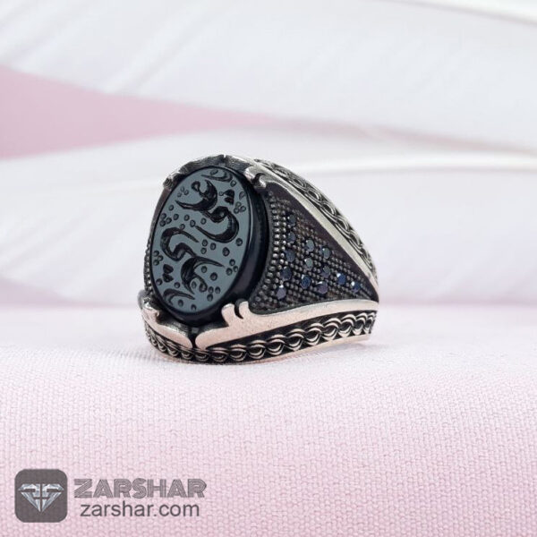 انگشتر اسپرت عقیق مشکی یا علی عکس انگشتر اسپرت عقیق مشکی یا علی