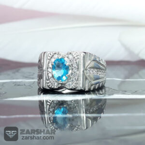 عکس انگشتر توپاز آبی درجه یک