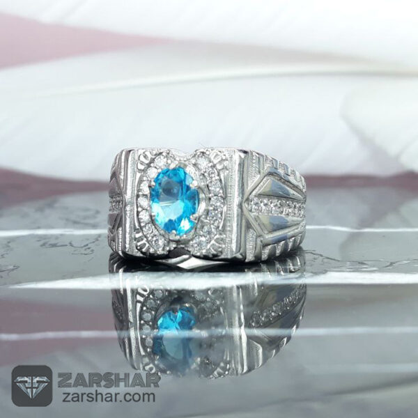 انگشتر توپاز آبی درجه یک عکس انگشتر توپاز آبی درجه یک