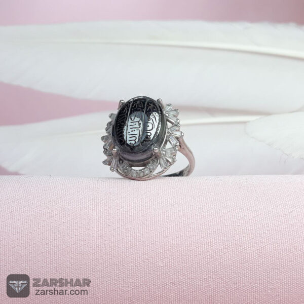 انگشتر حدید خطی هفت جلاله طرح شبنم عکس انگشتر حدید خطی هفت جلاله طرح شبنم