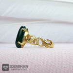 عکس انگشتر زنانه عقیق سبز آبکاری طلایی طرح قلب