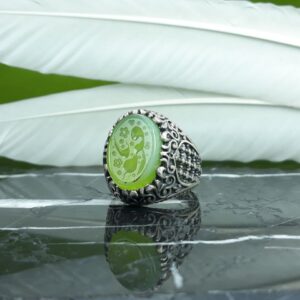 عکس انگشتر عقیق سبز کاهویی یا رقیه