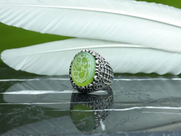 انگشتر عقیق سبز کاهویی یا رقیه عکس انگشتر عقیق سبز کاهویی یا رقیه