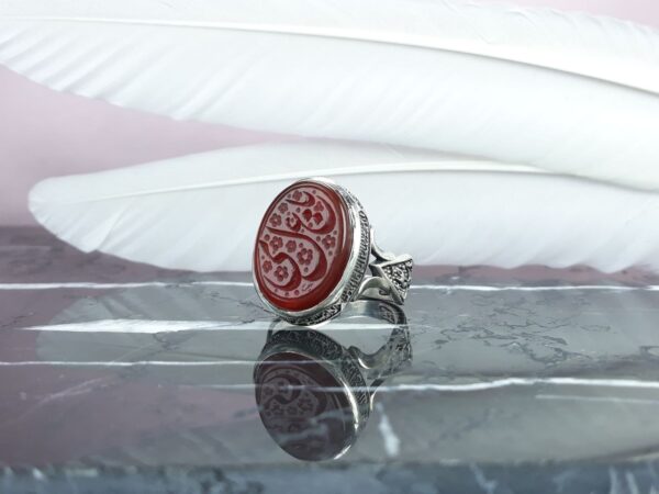 انگشتر عقیق قرمز یا علی عکس انگشتر عقیق قرمز یا علی