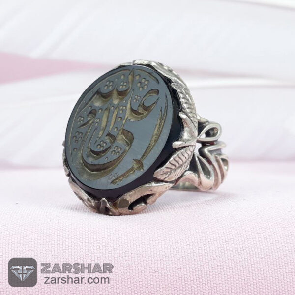 انگشتر عقیق مشکی علی ولی الله عکس انگشتر عقیق مشکی علی ولی الله