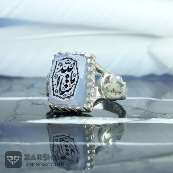 انگشتر عقیق یمنی کبود ماشالله طرح رهبری عکس انگشتر عقیق یمنی کبود ماشالله طرح رهبری