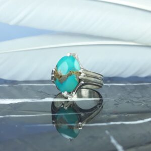 عکس انگشتر فیروزه نیشابوری دست ساز رکاب نجفی