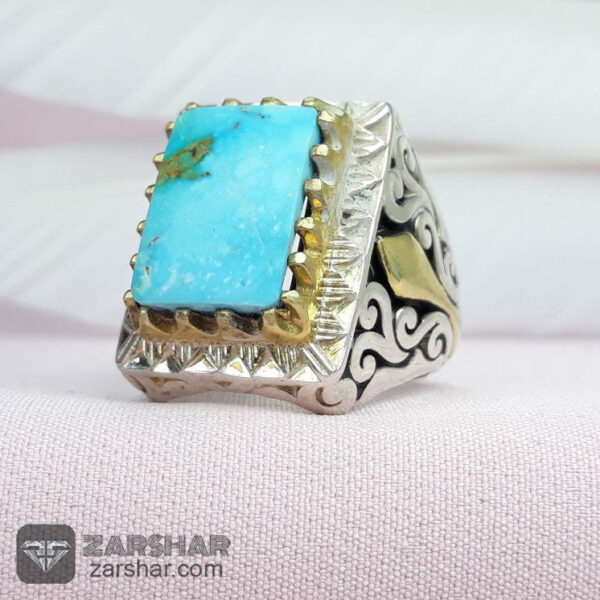 انگشتر فیروزه نیشابوری چهارگوش عکس انگشتر فیروزه نیشابوری چهارگوش