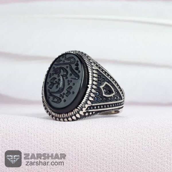 انگشتر نقره اسپرت عقیق مشکی یا رقیه عکس انگشتر نقره اسپرت عقیق مشکی یا رقیه