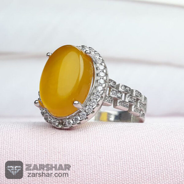 عکس انگشتر عقیق زرد شرف الشمس طرح ترانه زنانه