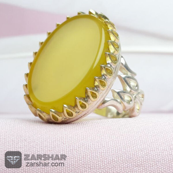 عکس انگشتر عقیق زرد شرف الشمس طرح راشا