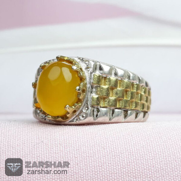 عکس انگشتر عقیق زرد شرف الشمس طرح رولکسی