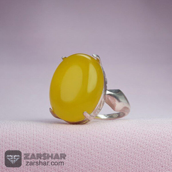 عکس انگشتر عقیق زرد شرف الشمس طرح سامینا زنانه