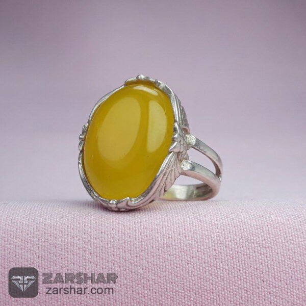 عکس انگشتر عقیق زرد شرف الشمس طرح مژگان زنانه