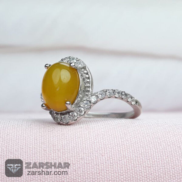 عکس انگشتر عقیق زرد شرف الشمس طرح آتوسا زنانه
