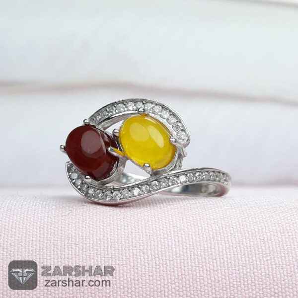 عکس انگشتر عقیق زرد شرف الشمس طرح آرامش زنانه