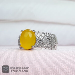 عکس انگشتر عقیق زرد شرف الشمس طرح آرمیتا