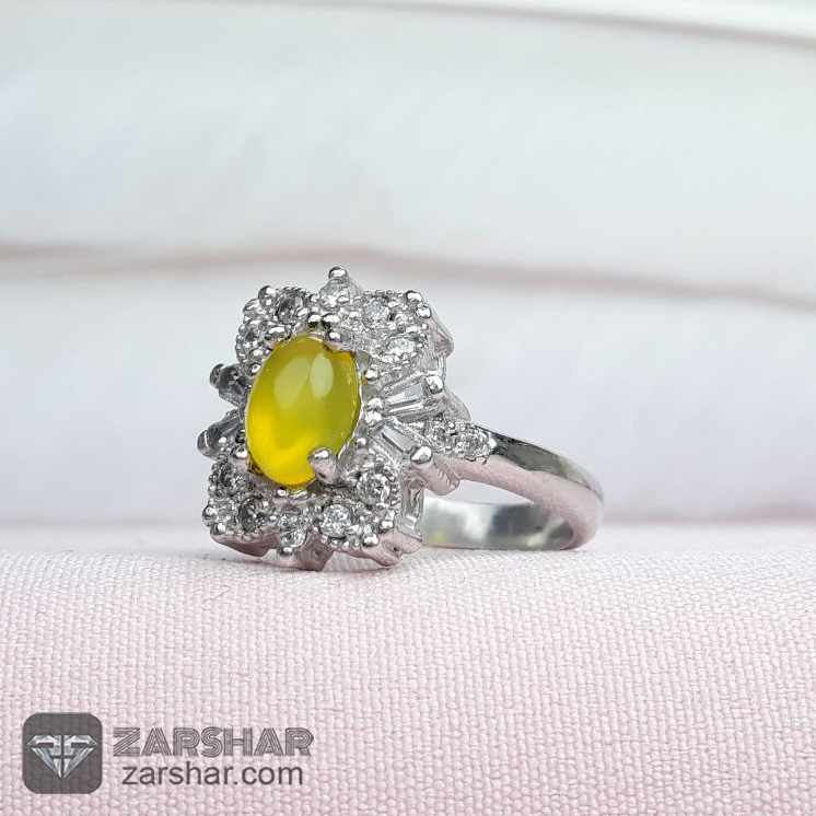 عکس انگشتر عقیق زرد شرف الشمس طرح آزاده زنانه