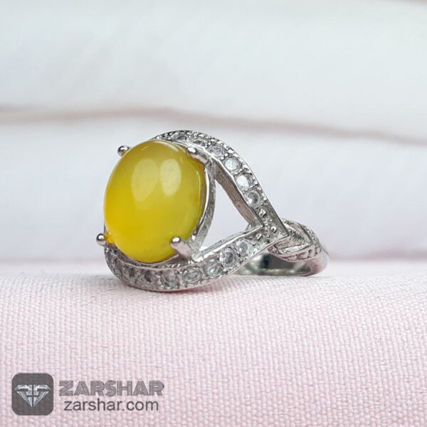 عکس انگشتر عقیق زرد شرف الشمس طرح بهاردخت زنانه