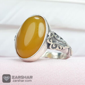 عکس انگشتر عقیق زرد شرف الشمس طرح ثامن