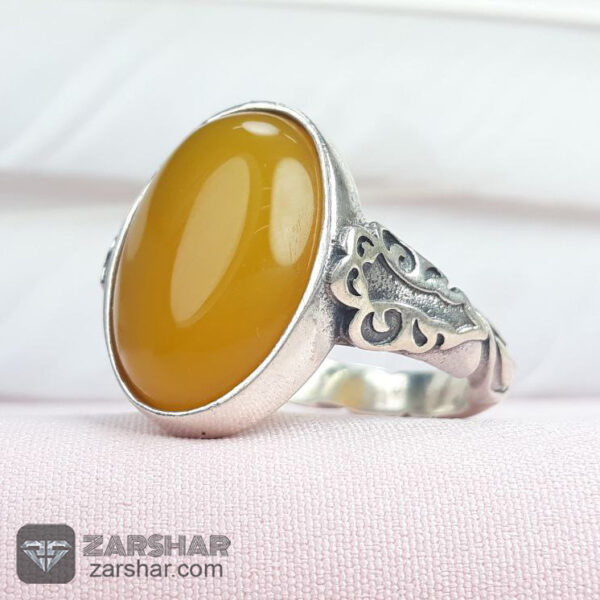 عکس انگشتر عقیق زرد شرف الشمس طرح ثامن