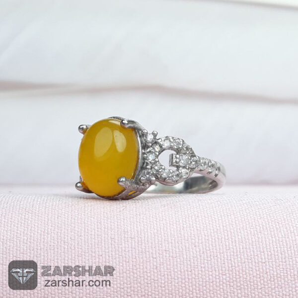 عکس انگشتر عقیق زرد شرف الشمس طرح حانیه زنانه