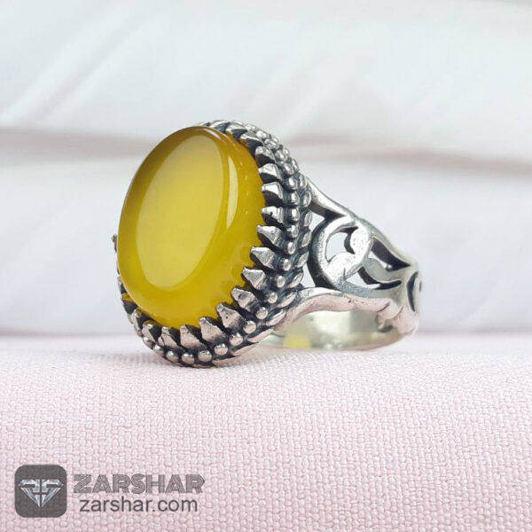 عکس انگشتر عقیق زرد شرف الشمس طرح رهبری
