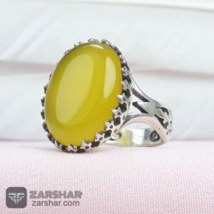 عکس انگشتر عقیق زرد شرف الشمس طرح حمیدرضا