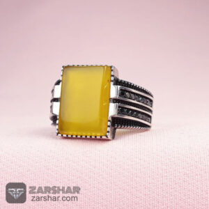 عکس انگشتر عقیق زرد شرف الشمس طرح سروش