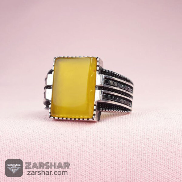 انگشتر عقیق زرد شرف الشمس طرح سروش عکس انگشتر عقیق زرد شرف الشمس طرح سروش