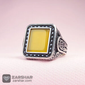 عکس انگشتر عقیق زرد شرف الشمس طرح سیاوش