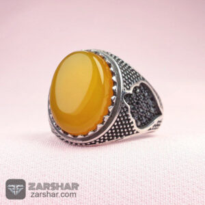 عکس انگشتر عقیق زرد شرف الشمس طرح فرزاد