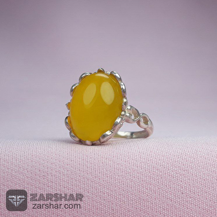عکس انگشتر عقیق زرد شرف الشمس طرح فرزانه زنانه