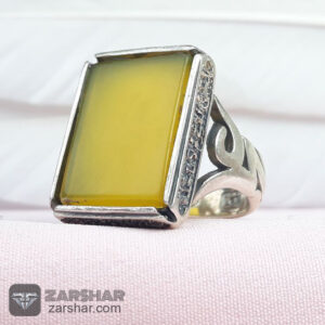 عکس انگشتر عقیق زرد شرف الشمس طرح لیزری