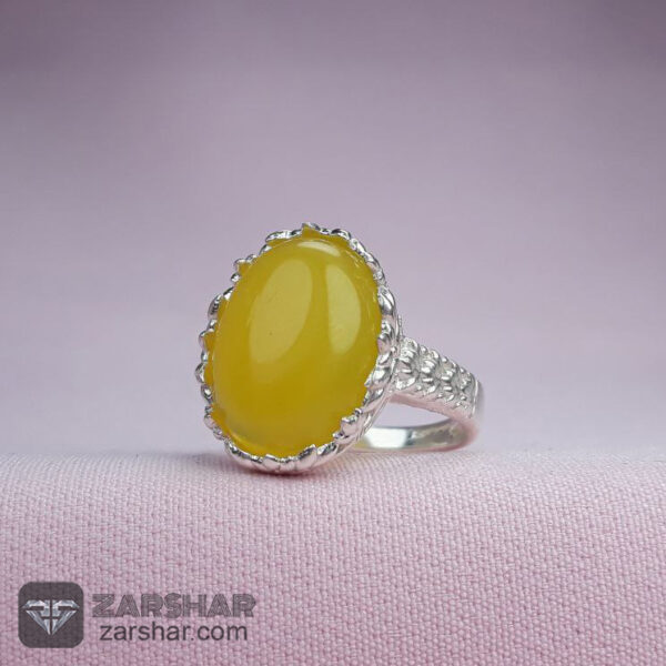 انگشتر عقیق زرد شرف الشمس طرح مژده زنانه عکس انگشتر عقیق زرد شرف الشمس طرح مژده زنانه