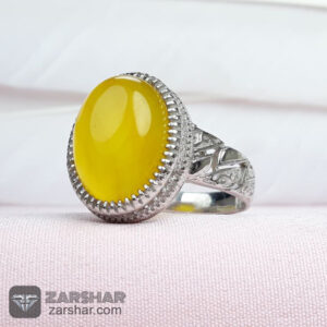 عکس انگشتر عقیق زرد شرف الشمس طرح نیما