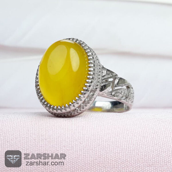 انگشتر عقیق زرد شرف الشمس طرح نیما عکس انگشتر عقیق زرد شرف الشمس طرح نیما