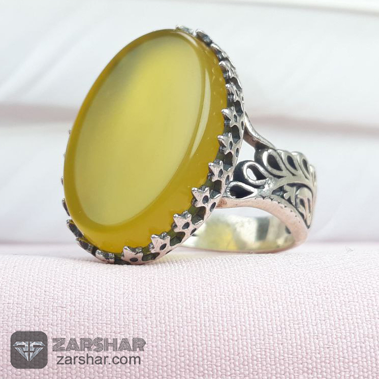 عکس انگشتر عقیق زرد شرف الشمس طرح پویا
