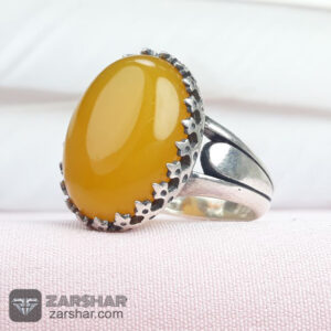 عکس انگشتر عقیق زرد شرف الشمس طرح پیام