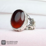 عکس انگشتر عقیق یمنی سرخ آیینه کاری شده