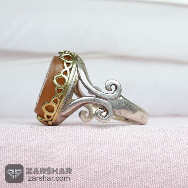 عکس انگشتر عقیق یمنی پرتقالی یا اباعبدالله زنانه