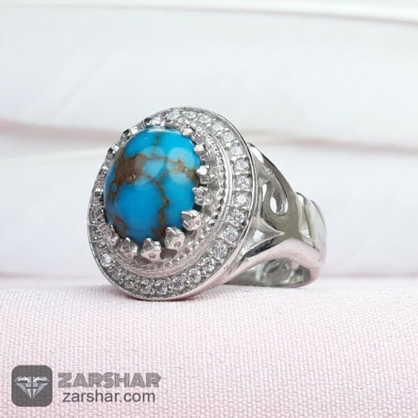 انگشتر فیروزه نیشابوری شجری احیاء شده با بغل علی روکش اب رادیوم عکس انگشتر فیروزه نیشابوری شجری احیاء شده با بغل علی روکش اب رادیوم