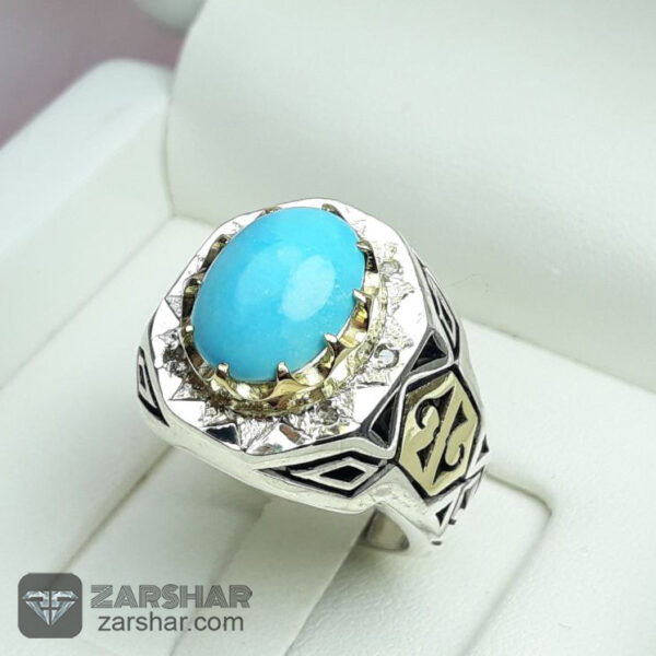 عکس انگشتر فیروزه نیشابوری عجمی درجه یک دست ساز