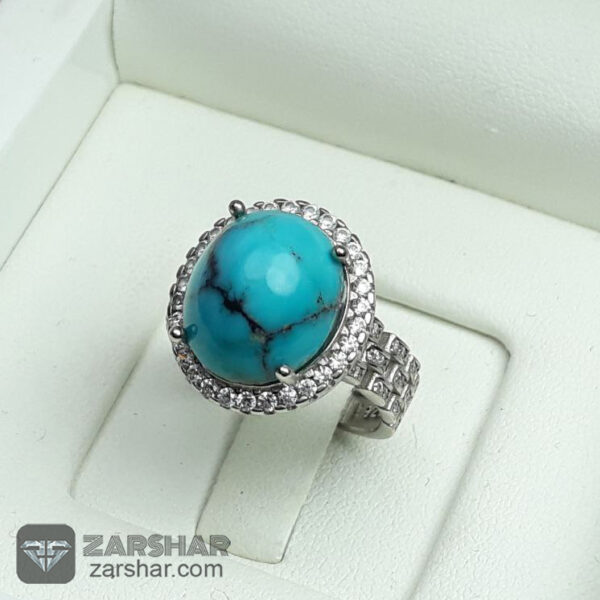 عکس انگشتر چهارچنگ فیروزه نیشابوری زنانه