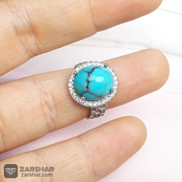 عکس انگشتر چهارچنگ فیروزه نیشابوری زنانه