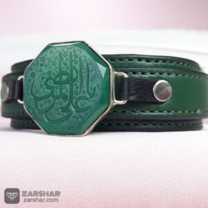 عکس دستبند نقره عقیق سبز یا مرتضی علی