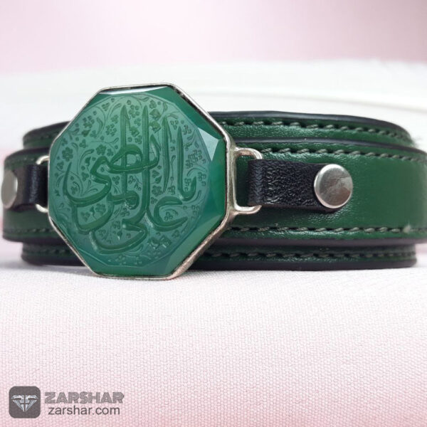 دستبند نقره عقیق سبز یا مرتضی علی عکس دستبند نقره عقیق سبز یا مرتضی علی