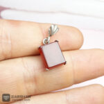 عکس گردنبند چهارگوش عقیق سرخ نقره ۹۲۵