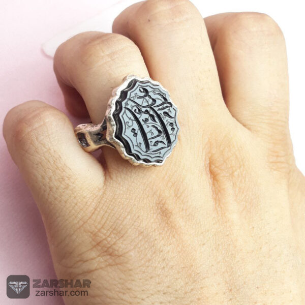 انگشتر تراش شمسه عقیق مشکی عمه سادات سلام علیک عکس انگشتر تراش شمسه عقیق مشکی عمه سادات سلام علیک