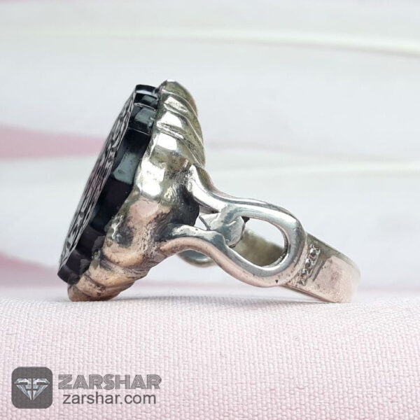 انگشتر تراش شمسه عقیق مشکی عمه سادات سلام علیک عکس انگشتر تراش شمسه عقیق مشکی عمه سادات سلام علیک